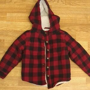 Gymboree Red & Black Buffalo Plaid Winter Jacket, Size 3T